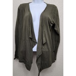Liz Claiborne Green Pointed Draped Front Cardigan Sweater Medium Lightweight